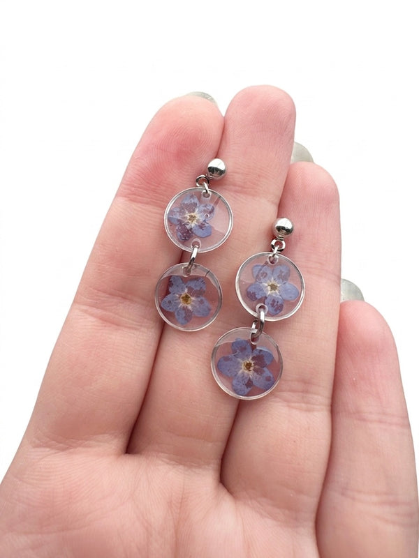 Earrings with forget-me-nots