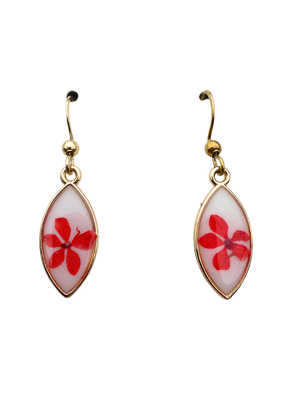 Floral earrings: red