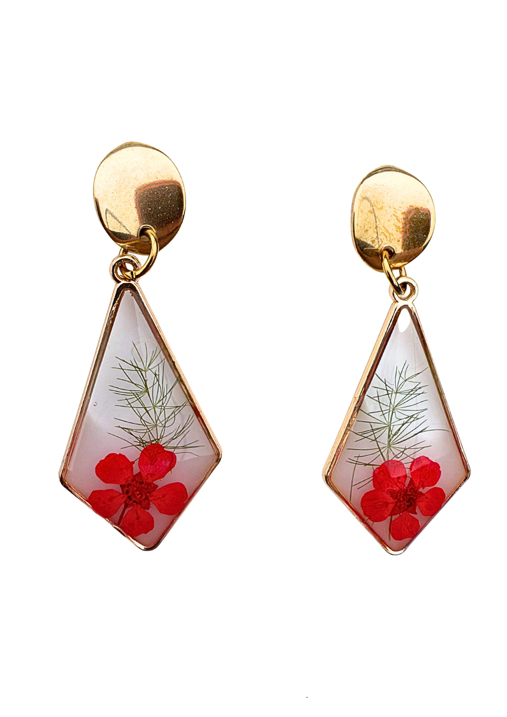 Floral earrings:red