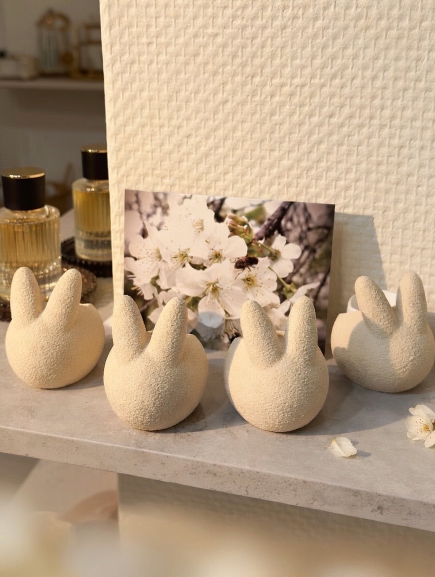 Egg/Candle Holder - Cozy Bunny