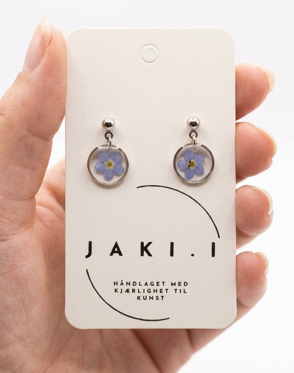 Earrings with forget-me-nots