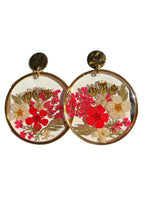 Statement earrings: red/white