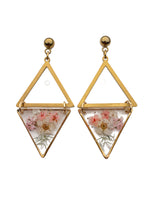 Geometric floral earrings:pink