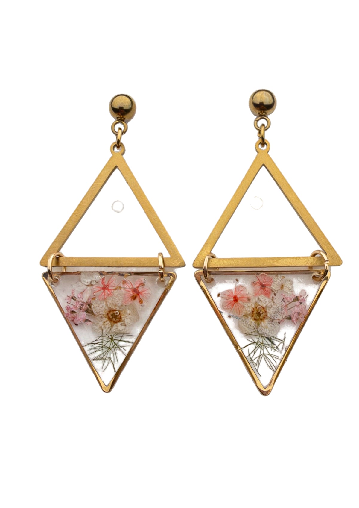 Geometric floral earrings:pink