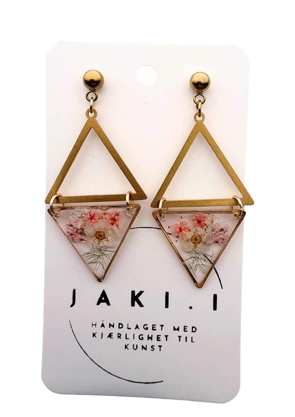 Geometric floral earrings:pink