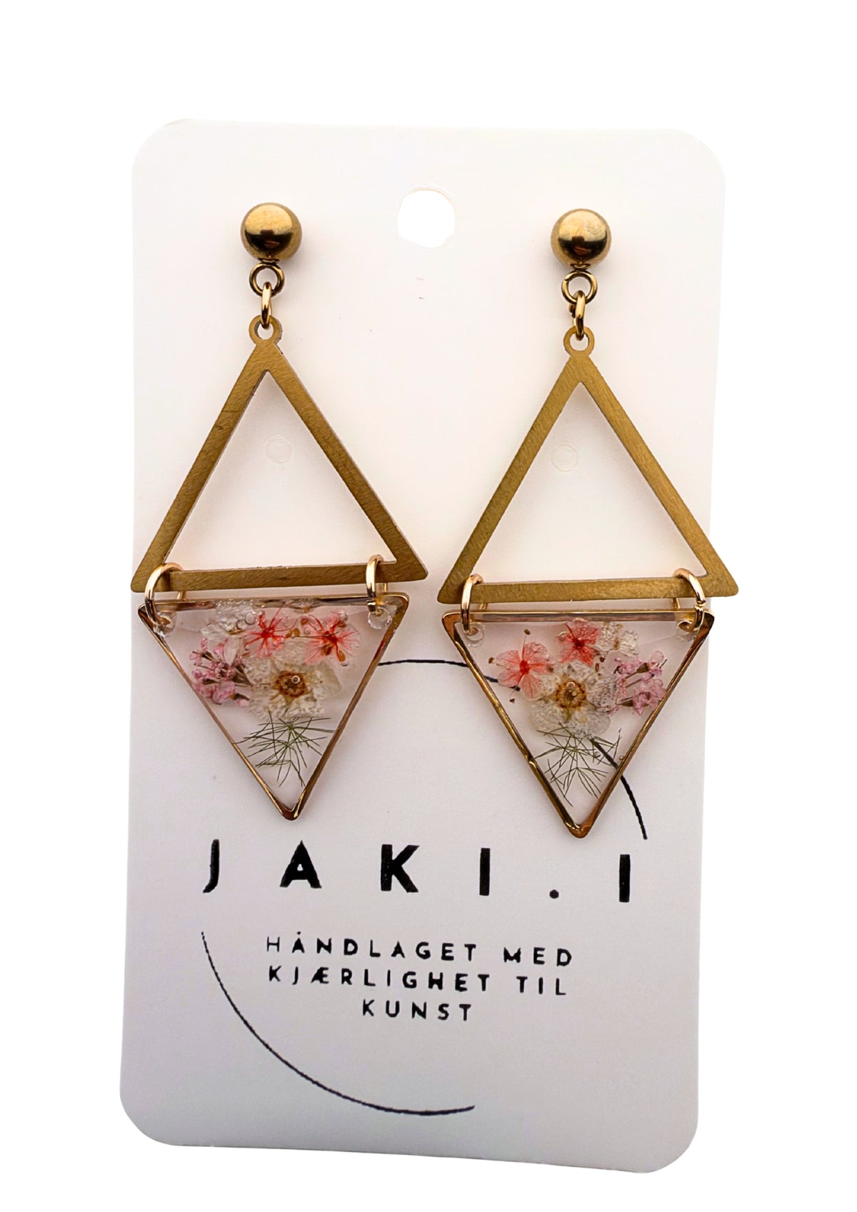 Geometric floral earrings:pink