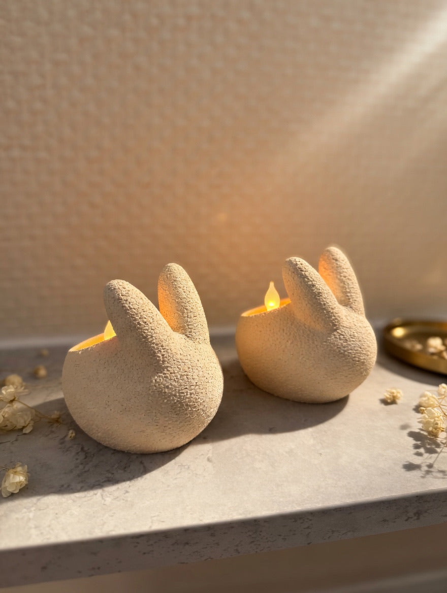Egg/Candle Holder - Cozy Bunny