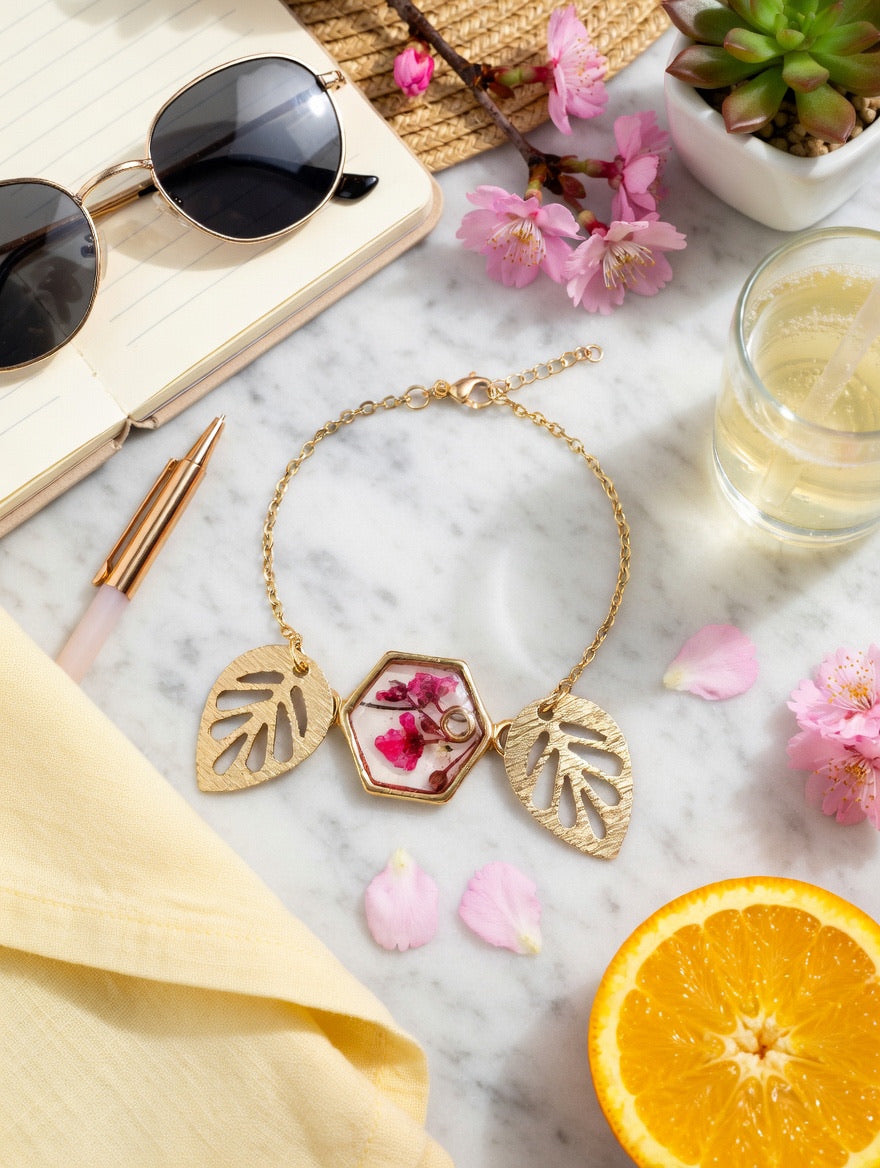 Håndlaget blomsterarmbånd