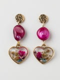 Earrings with Real Dried Flowers & Freshwater Pearls