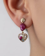 Earrings with Real Dried Flowers & Freshwater Pearls