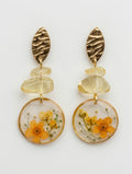 Earrings with Real Dried Flowers & Citrine