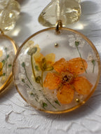 Earrings with Real Dried Flowers & Citrine