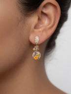 Earrings with Real Dried Flowers & Citrine