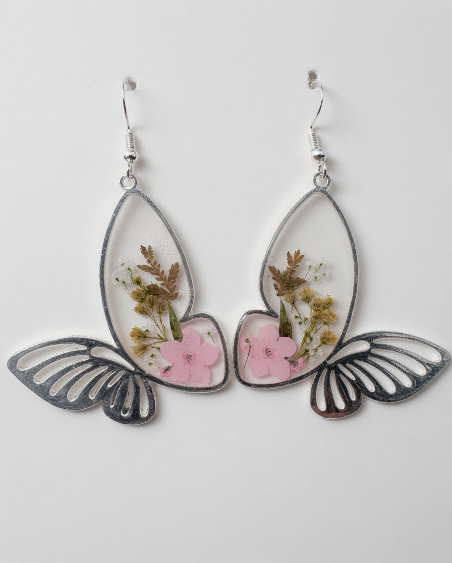Earrings with Real Dried Flowers – Butterfly