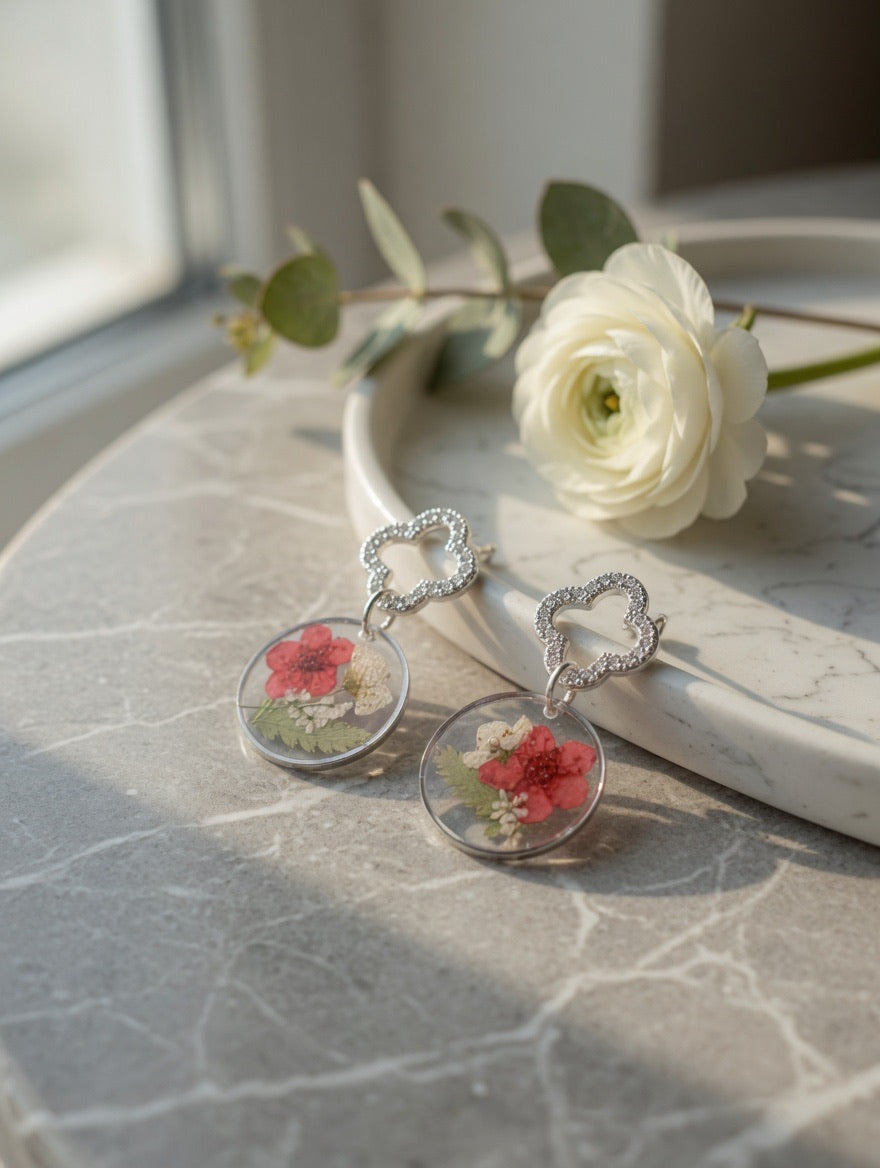 Earrings with Real Dried Flowers
